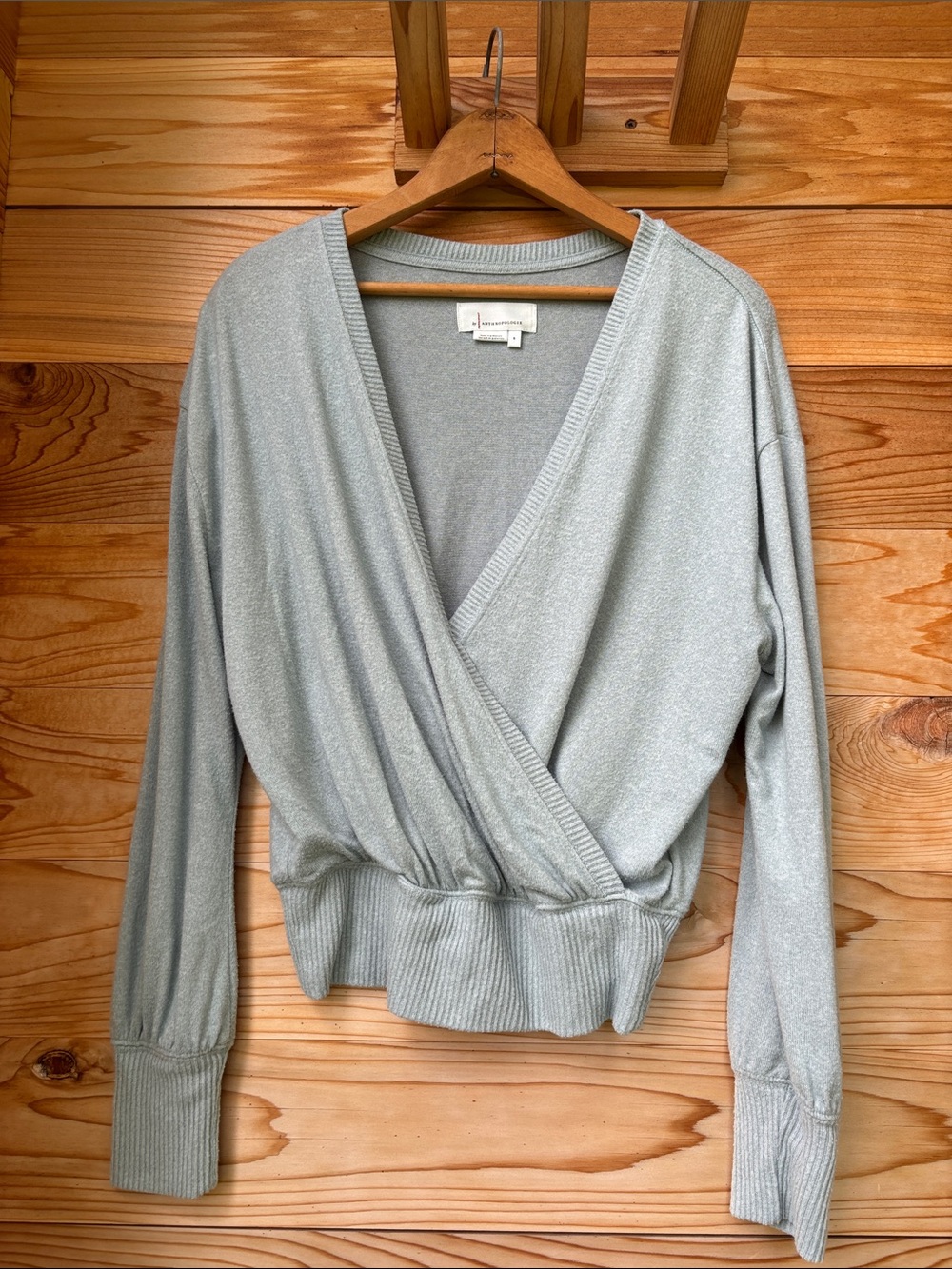 Anthropologie By Anthropologie Surplice Wrap Soft Knit Pullover Top Blue S - Picture 2 of 10